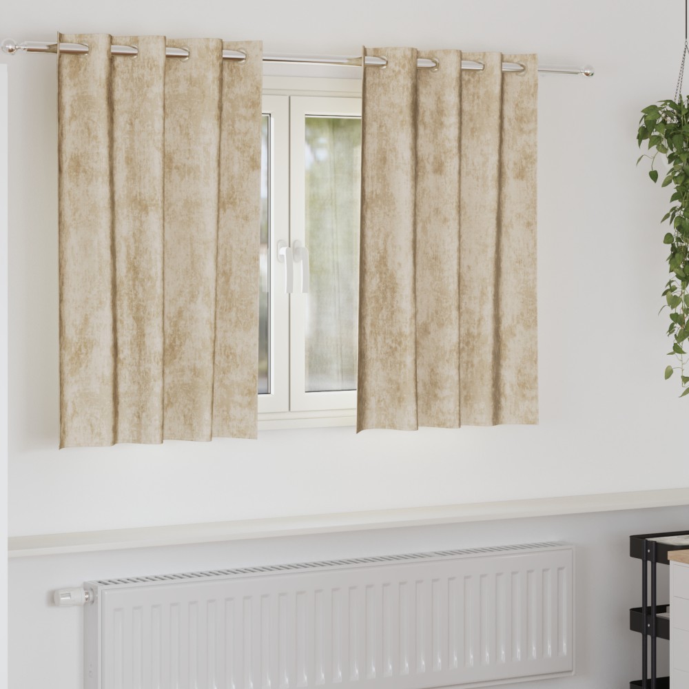 vidaXL Draperii din catifea , 2 piese, cu œillets, crem, 140x140 cm