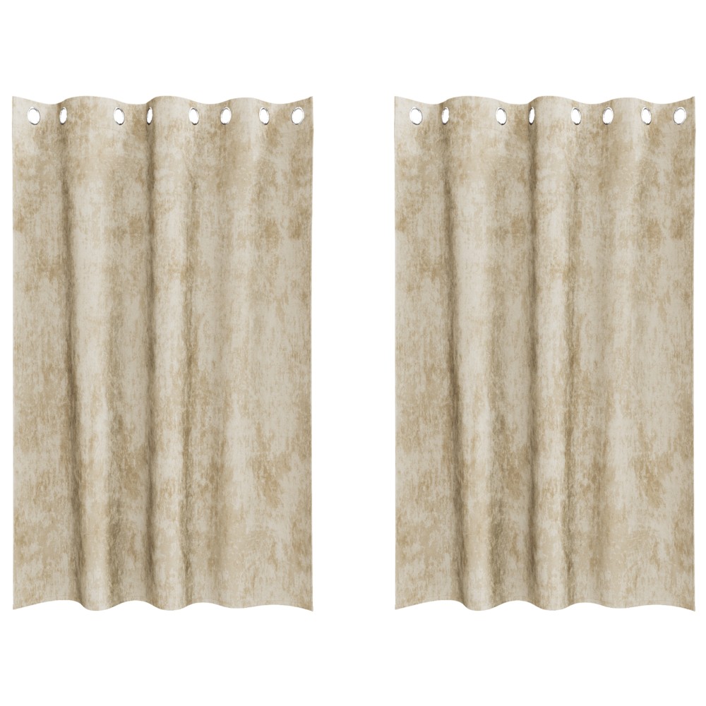 vidaXL Set de draperii din catifea 2 buc cu œillets crem 175 x 140 cm