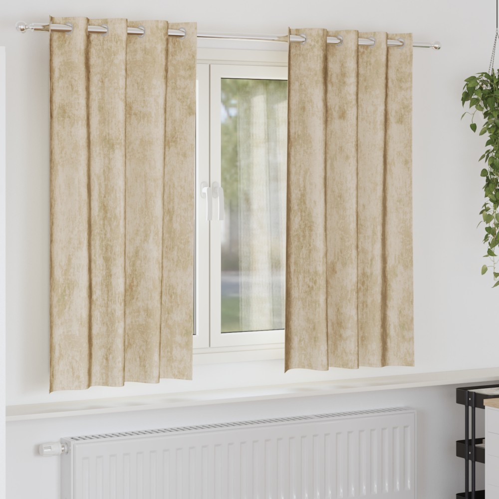 vidaXL Set de draperii din catifea 2 buc cu œillets crem 175 x 140 cm