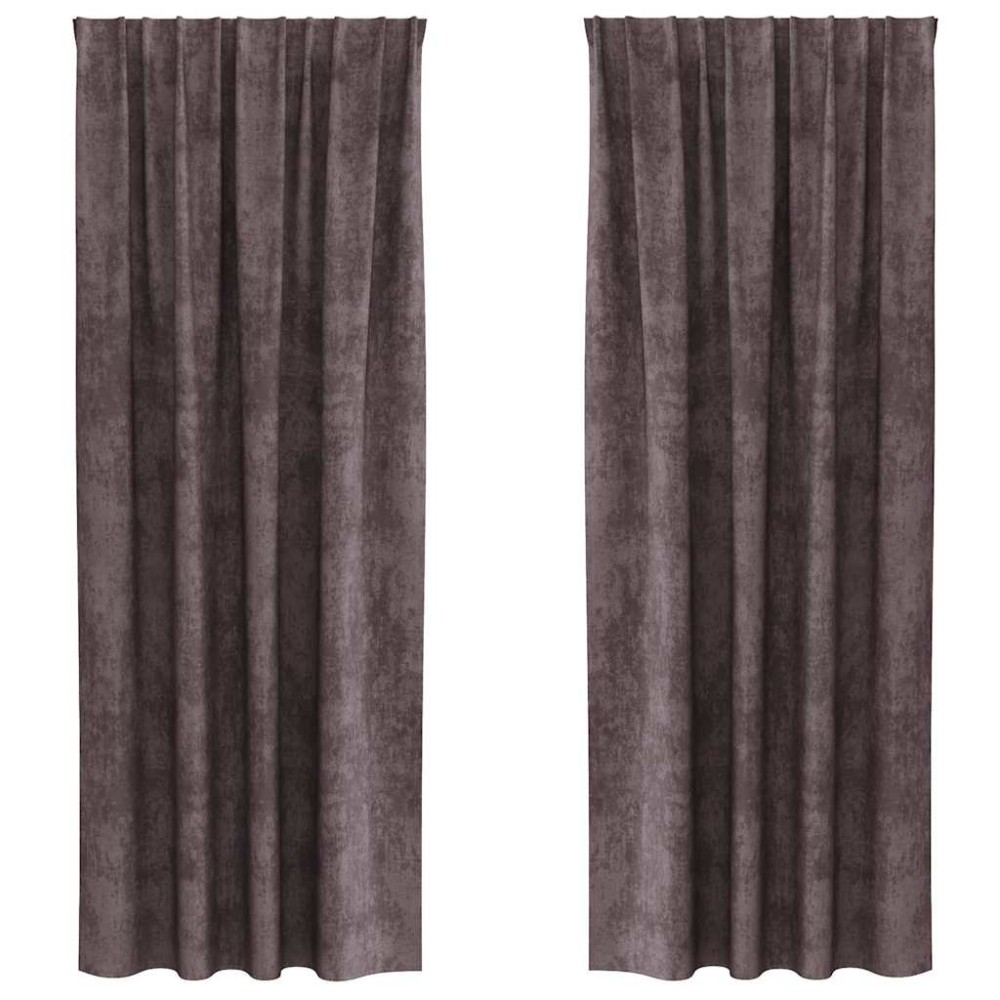 vidaXL Cortine din catifea cu perdele 2 pcs Maro 260 x 140 cm Catifea
