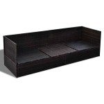 vidaXL Șezlong cu pernă Ajustabil Maro 200 x 60 x 58 cm Rattan poli