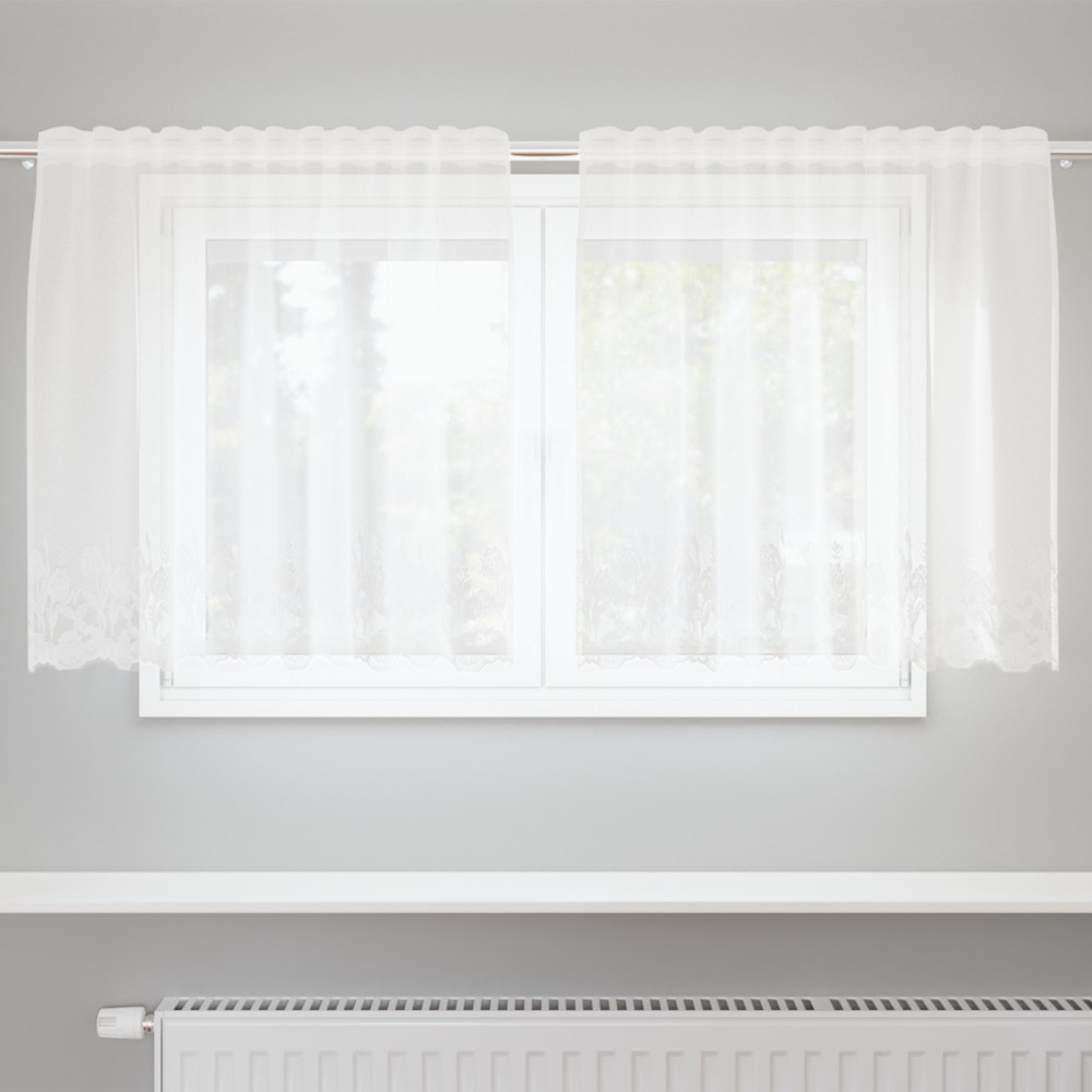 vidaXL Cortină din Dantelă cu perdele Floral Alb 150 x 100 cm Poliester