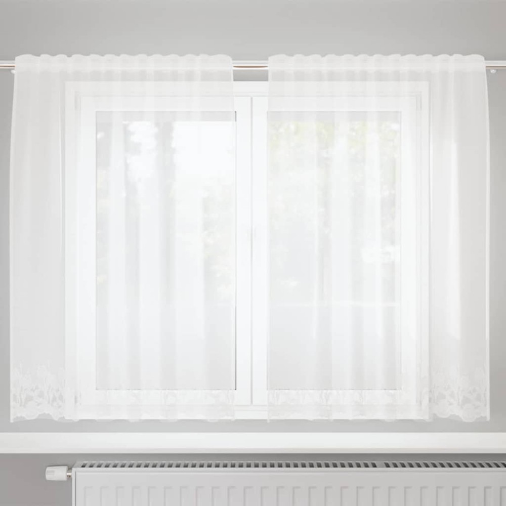 vidaXL Cortină din Dantelă cu perdele Alb 140 x 150 cm Poliester