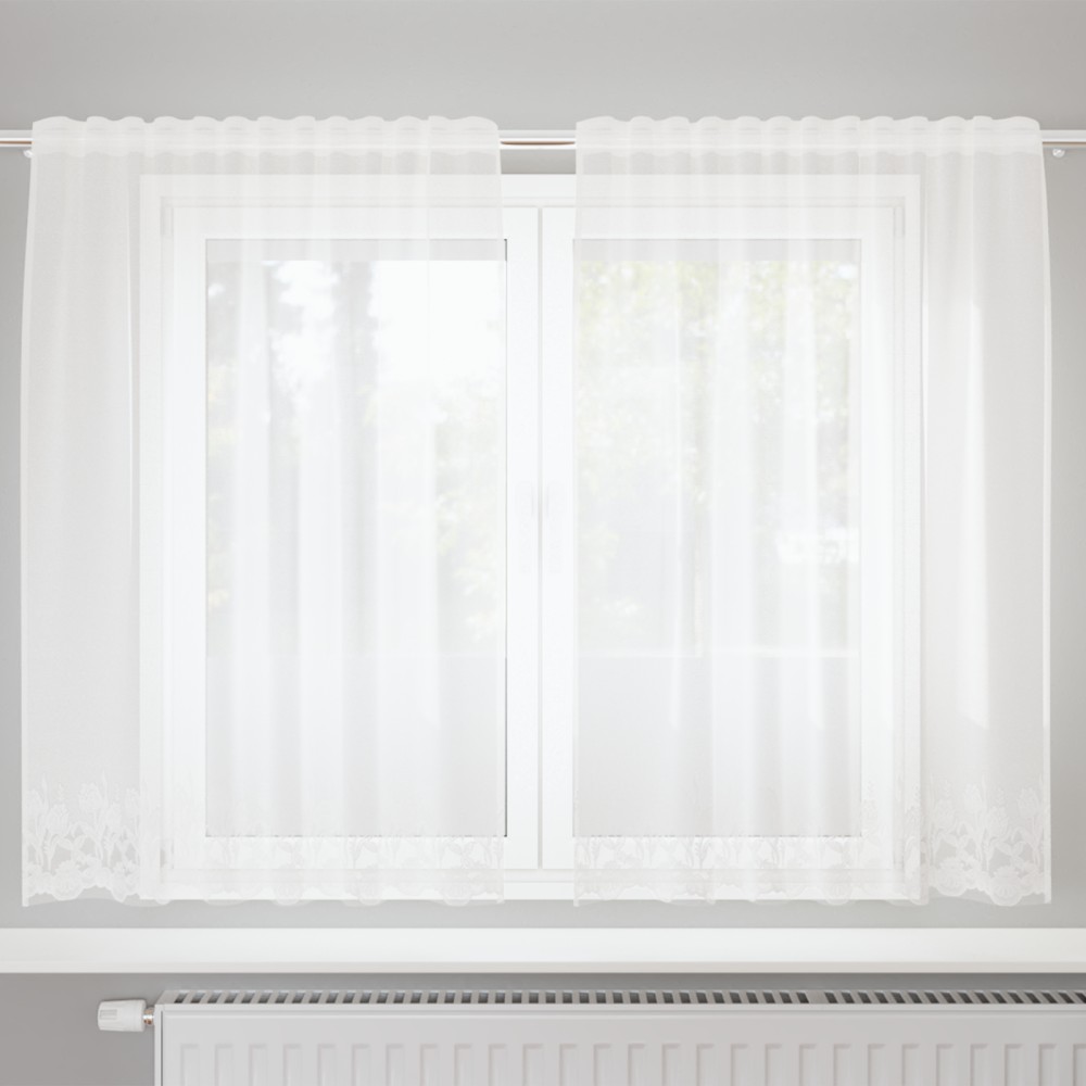 vidaXL Cortină din Dantelă cu perdele Alb 150 x 180 cm Poliester
