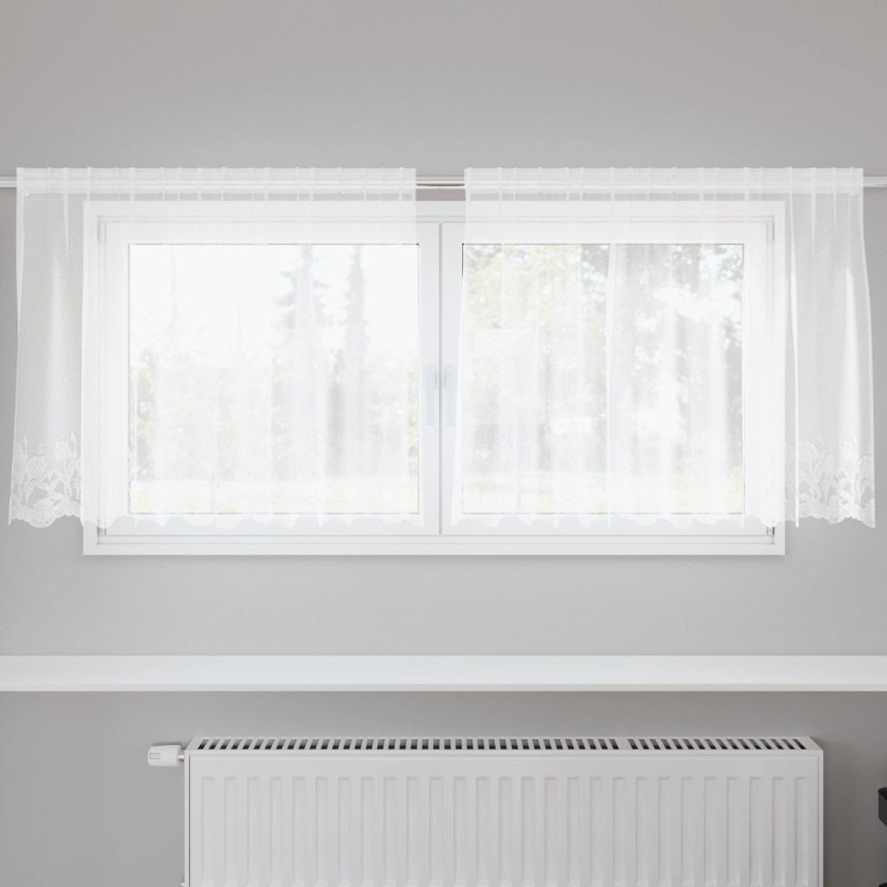 vidaXL Cortină din Dantelă cu perdele Floral Alb 200 x 120 cm Poliester