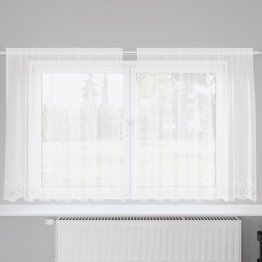 vidaXL Cortină din Dantelă cu perdele Floral Alb 200 x 160 cm Poliester