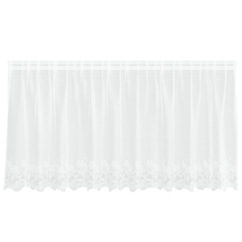 vidaXL Cortină din Dantelă cu perdele Floral Alb 300 x 80 cm Poliester