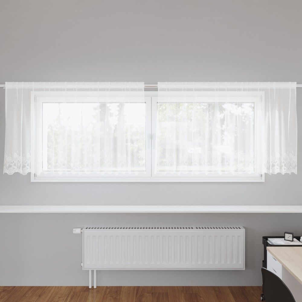 vidaXL Cortină din Dantelă cu perdele Floral Alb 300 x 100 cm Poliester