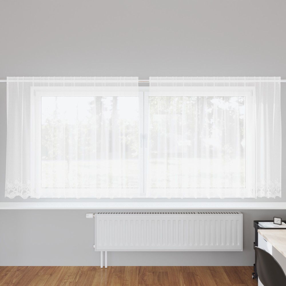 vidaXL Cortină din Dantelă cu perdele Alb 300 x 140 cm Poliester
