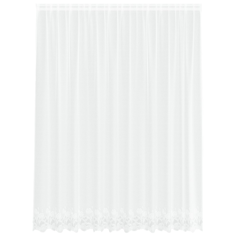 vidaXL Cortină din Dantelă cu perdele Floral Alb 300 x 245 cm Poliester