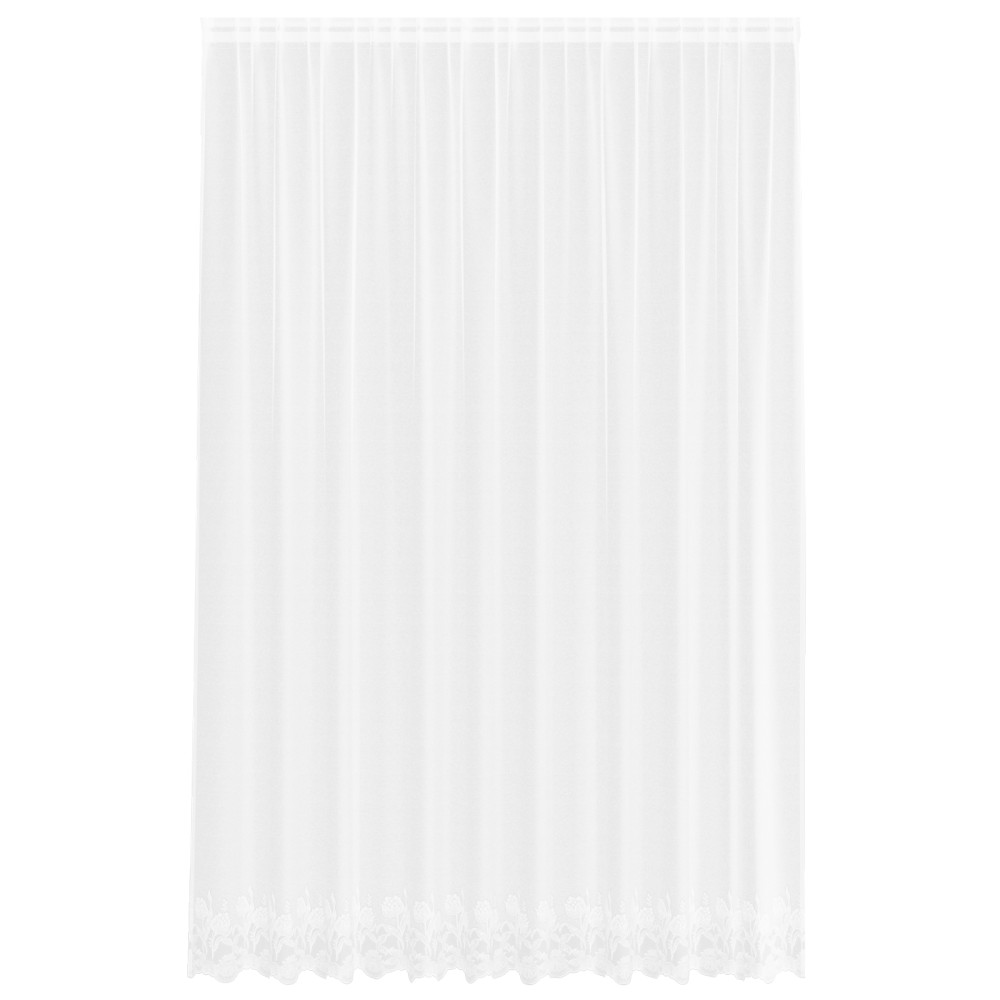 vidaXL Cortină din Dantelă cu perdele Floral Alb 300 x 260 cm Poliester