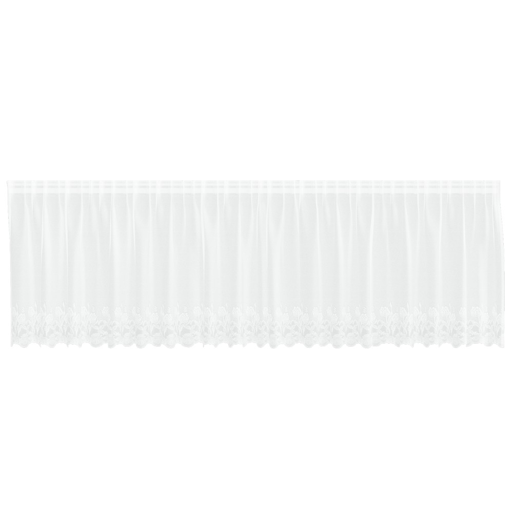 vidaXL Cortină din Dantelă cu perdele Floral Alb 500 x 80 cm Poliester