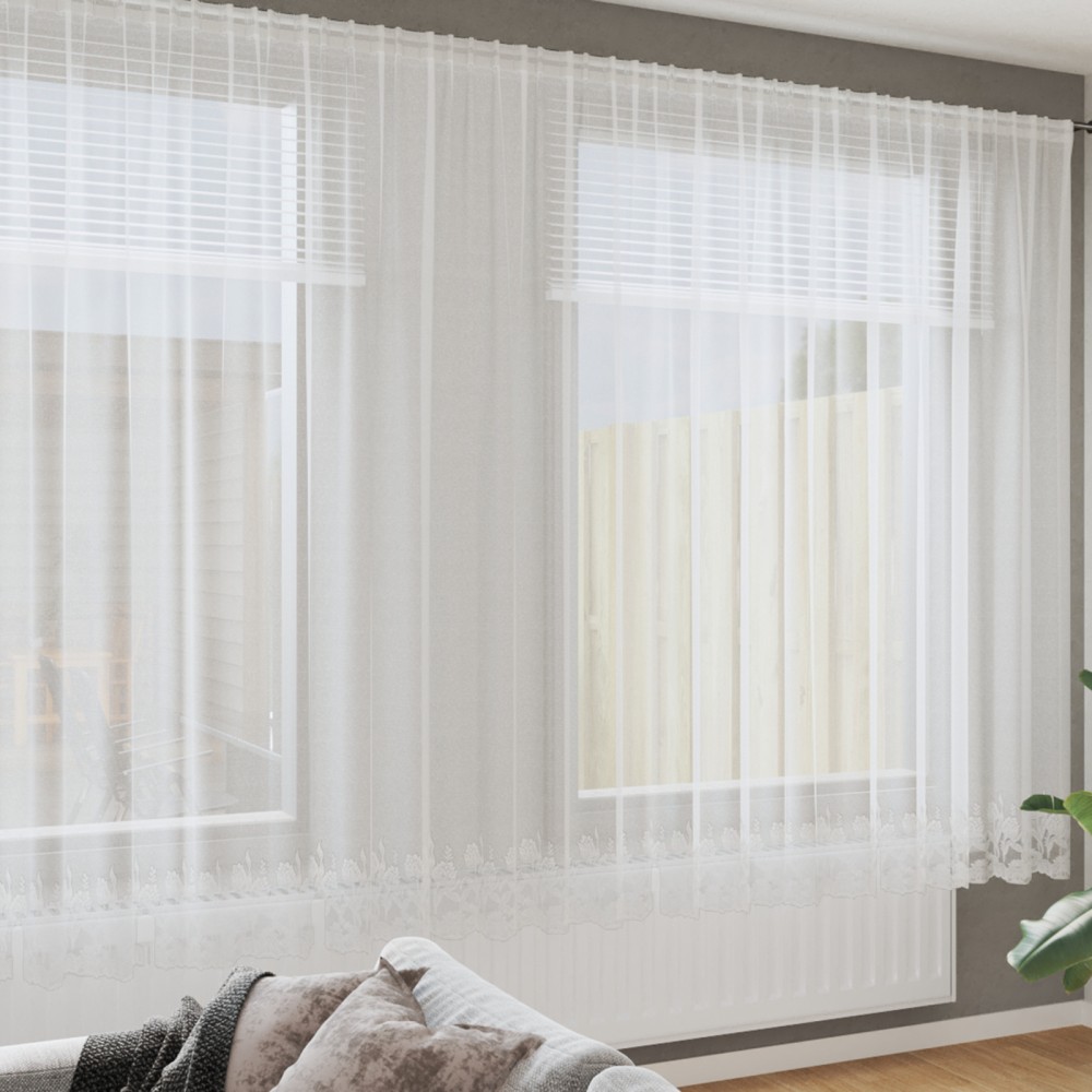 vidaXL Cortină din Dantelă cu perdele Alb 750 x 240 cm Poliester