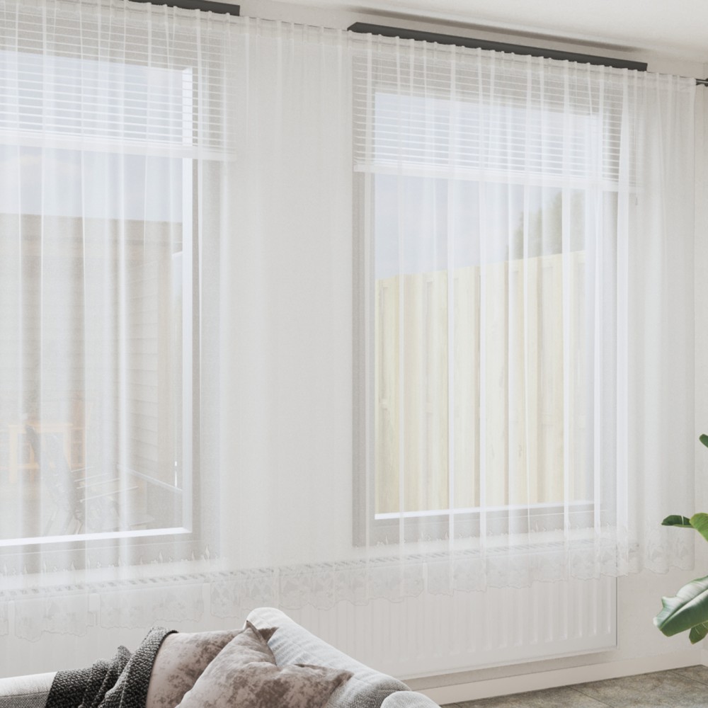 vidaXL Cortină din Dantelă cu perdele Alb 750 x 260 cm Poliester