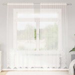 vidaXL Cortină din Dantelă cu perdele Alb 200 x 150 cm Poliester