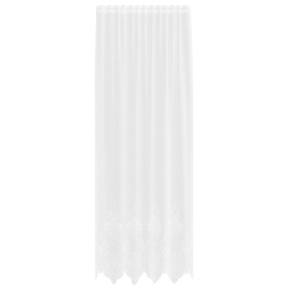 vidaXL Cortină din Dantelă cu perdele Alb 300 x 150 cm Poliester