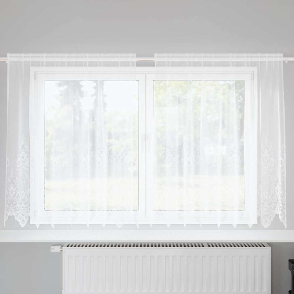 vidaXL Cortină din Dantelă cu perdele Alb 140 x 200 cm Poliester