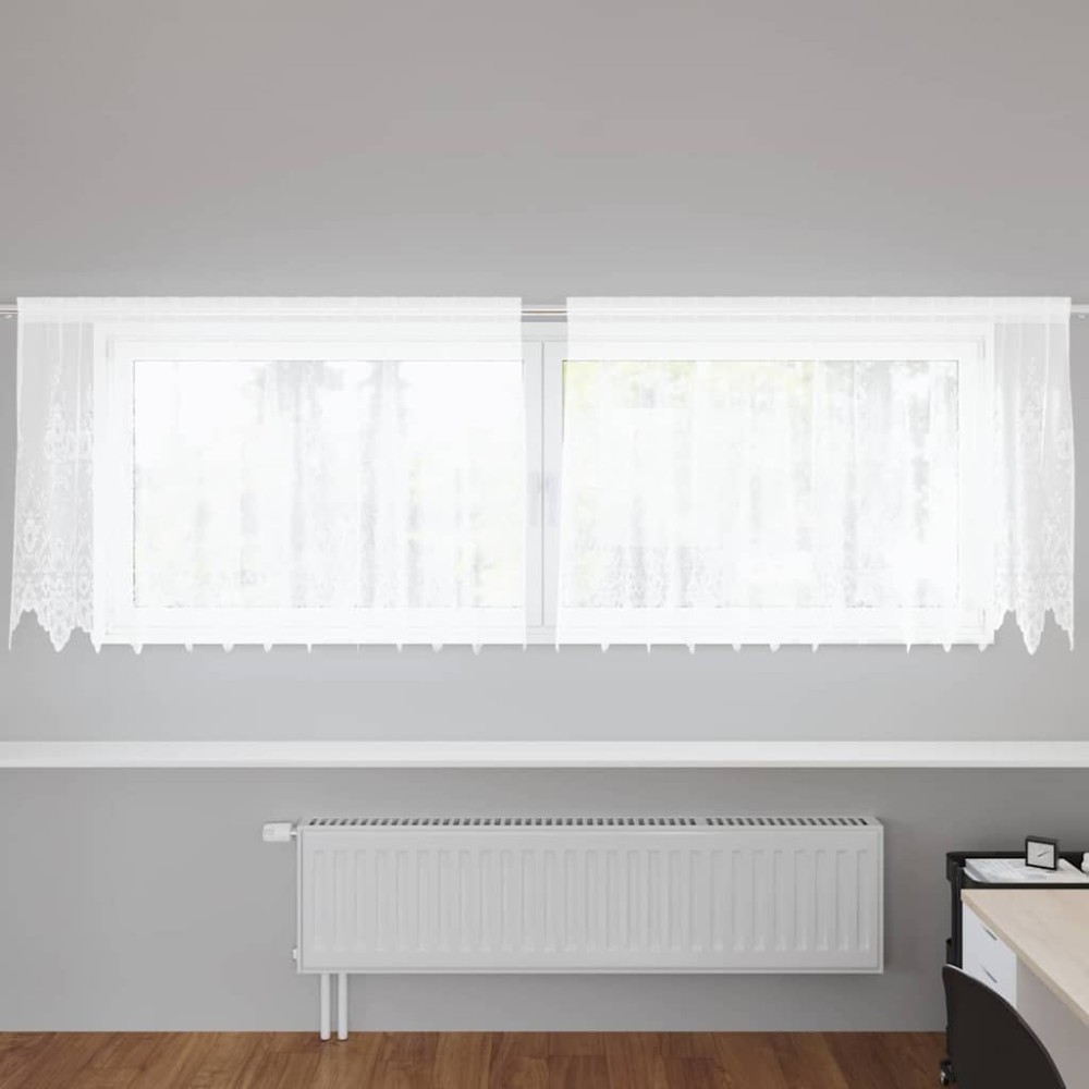 vidaXL Cortină din Dantelă cu perdele Alb 100 x 300 cm Poliester