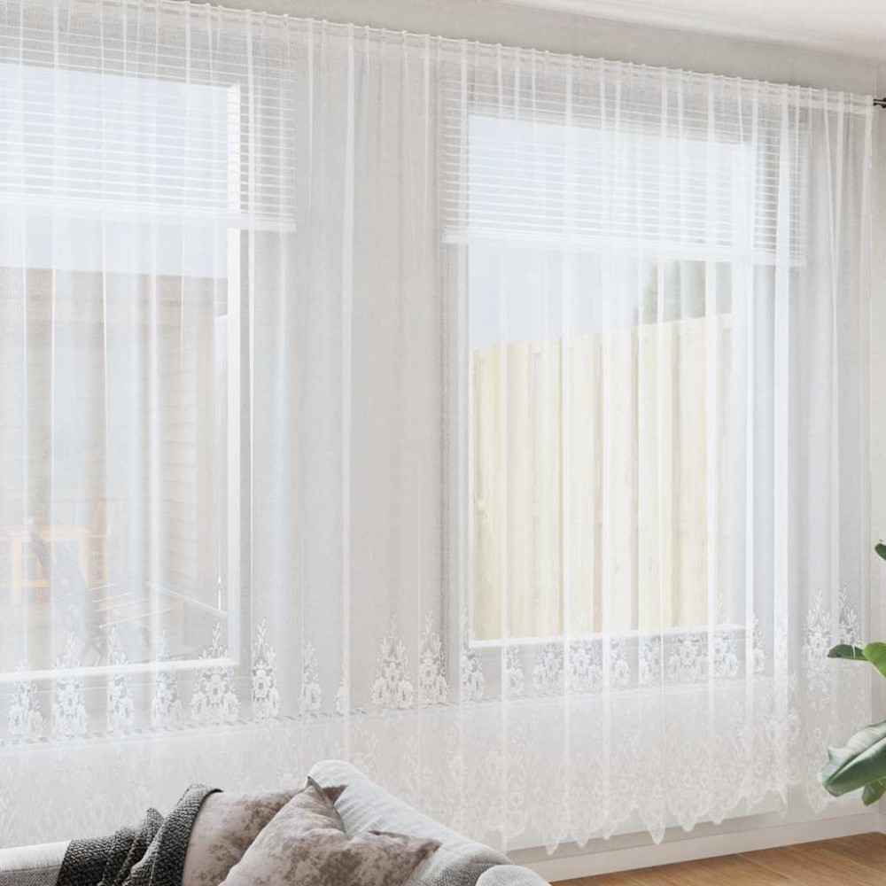 vidaXL Cortină din Dantelă cu perdele Alb 260 x 900 cm Poliester