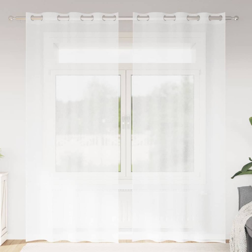 vidaXL Perdele cu perdele 2 pcs Alb 140 x 260 cm Poliester