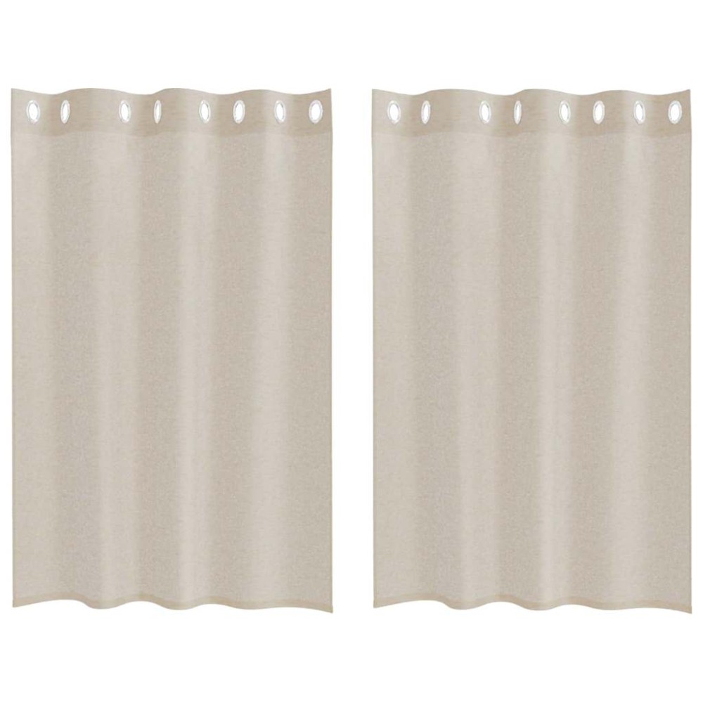 vidaXL Perdele cu perdele 2 pcs Nisip 140 x 140 cm Poliester