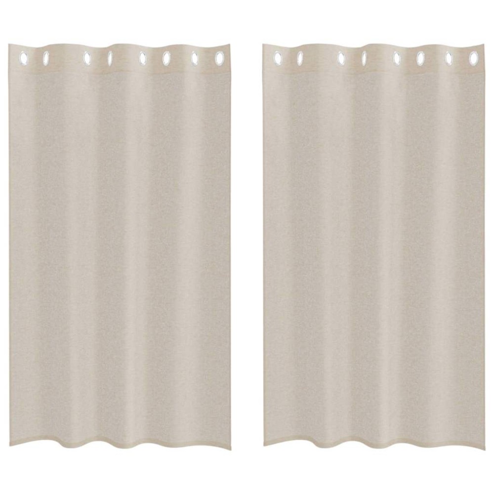 vidaXL Perdele cu perdele 2 pcs Nisip 140 x 175 cm Poliester