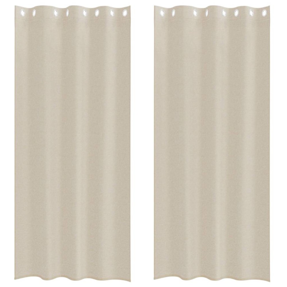 vidaXL Perdele cu perdele 2 pcs Nisip 140 x 245 cm Poliester