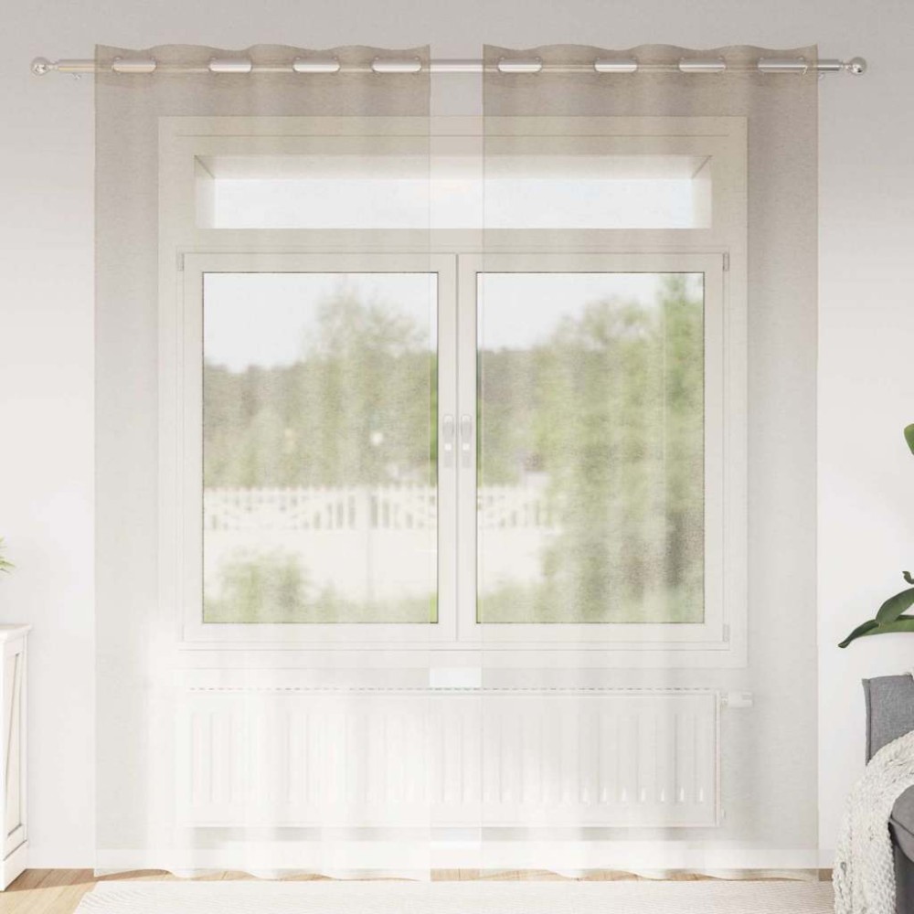 vidaXL Perdele cu perdele 2 pcs Nisip 140 x 260 cm Poliester