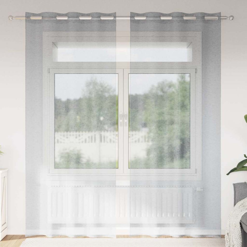 vidaXL Perdele cu perdele 2 pcs Gri închis 140 x 245 cm Poliester