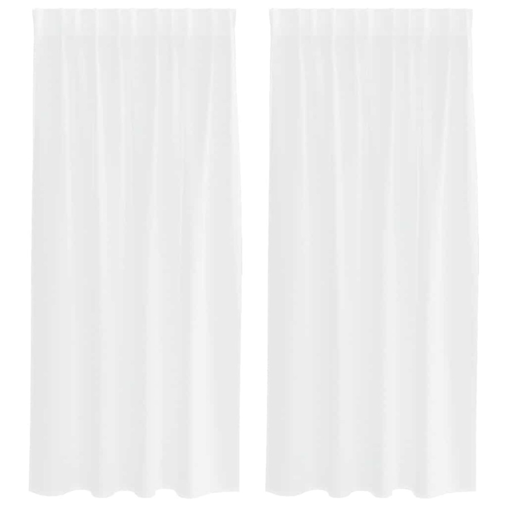 vidaXL Perdele cu perdele 2 pcs Alb 140 x 175 cm Poliester