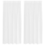 vidaXL Perdele cu perdele 2 pcs Alb Poliester