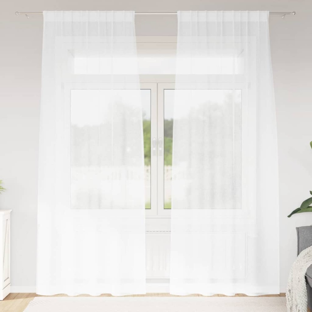 vidaXL Perdele cu perdele 2 pcs Alb 140 x 225 cm Poliester