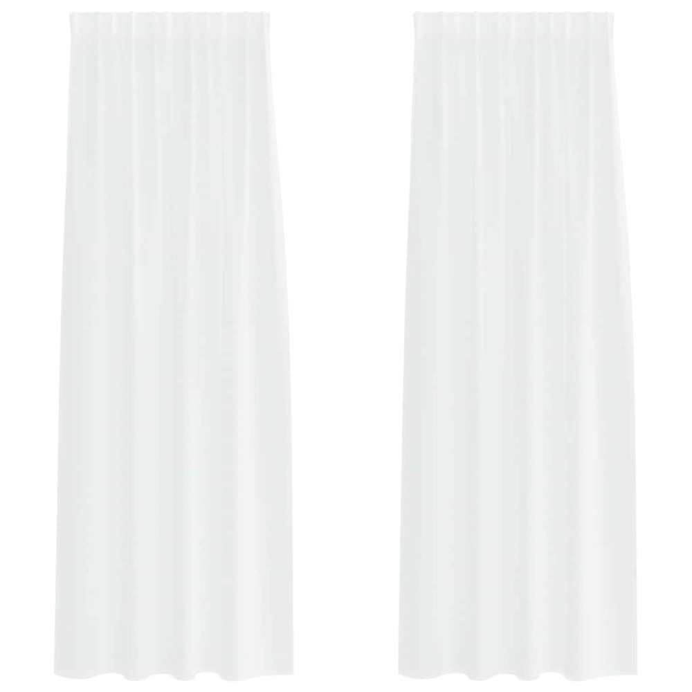 vidaXL Perdele cu perdele 2 pcs Alb 140 x 260 cm Poliester