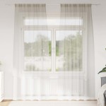 vidaXL Cortină din Voile cu perdele 2 pcs Crem 245 x 140 cm Poliester