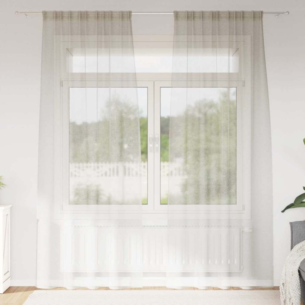 vidaXL Perdele cu perdele 2 pcs Crem 140 x 260 cm Poliester