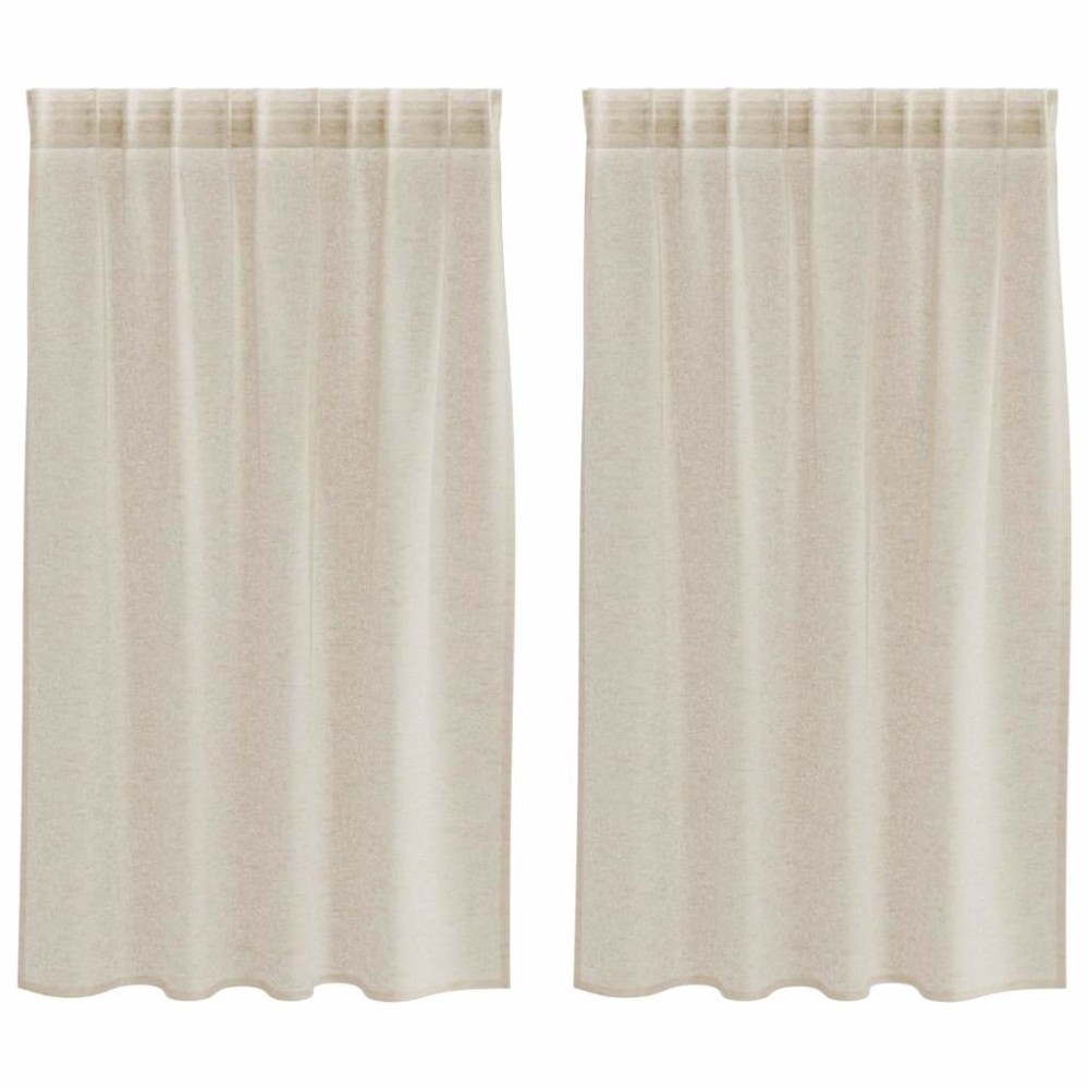 vidaXL Perdele cu perdele 2 pcs Nisip 140 x 140 cm Poliester