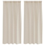 vidaXL Perdele cu perdele 2 pcs Nisip 140 x 175 cm Poliester vidaXL Perdele cu perdele 2 pcs Nisip 140 x 175 cm Poliester
