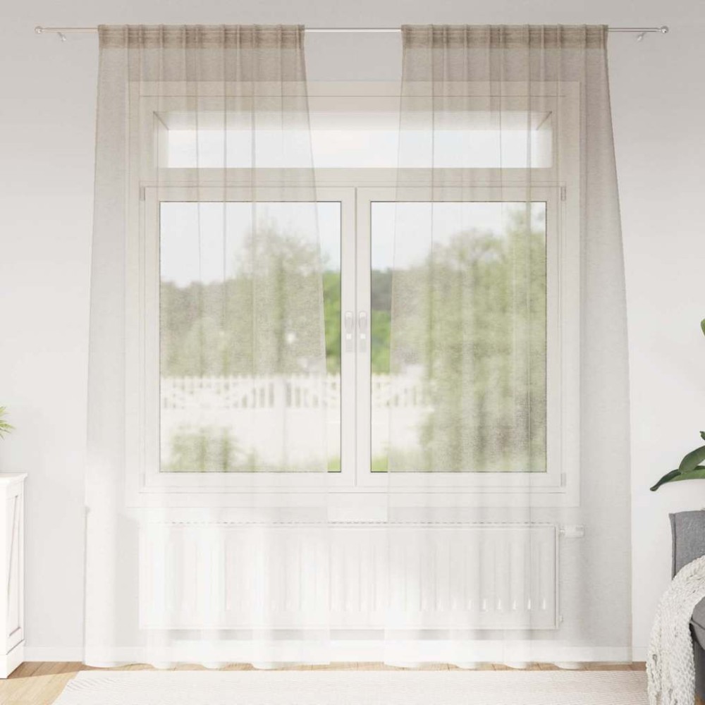 vidaXL Perdele cu perdele 2 pcs Nisip 140 x 225 cm Poliester