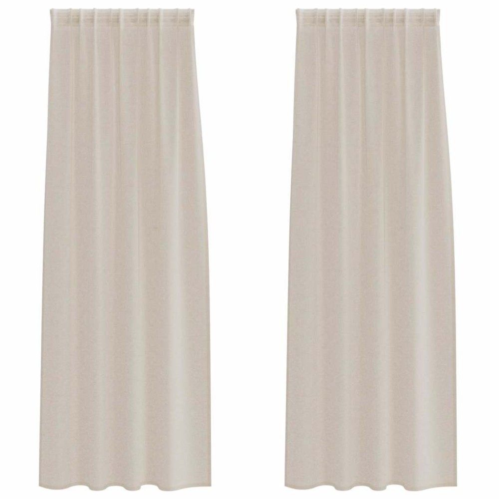 vidaXL Perdele cu perdele 2 pcs Nisip 140 x 245 cm Poliester