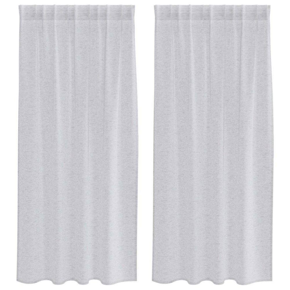 vidaXL Perdele cu perdele 2 pcs Gri deschis 140 x 175 cm Poliester