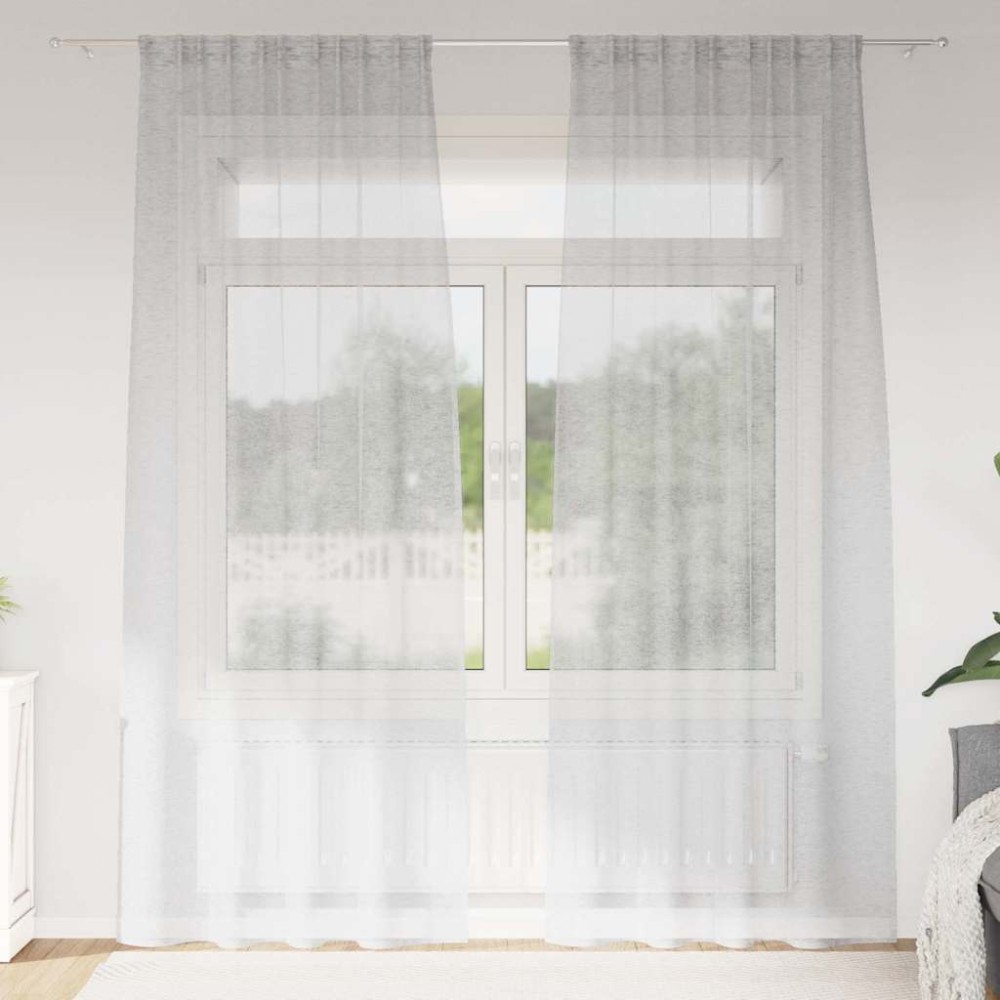 vidaXL Perdele cu perdele 2 pcs Gri deschis 140 x 245 cm Poliester