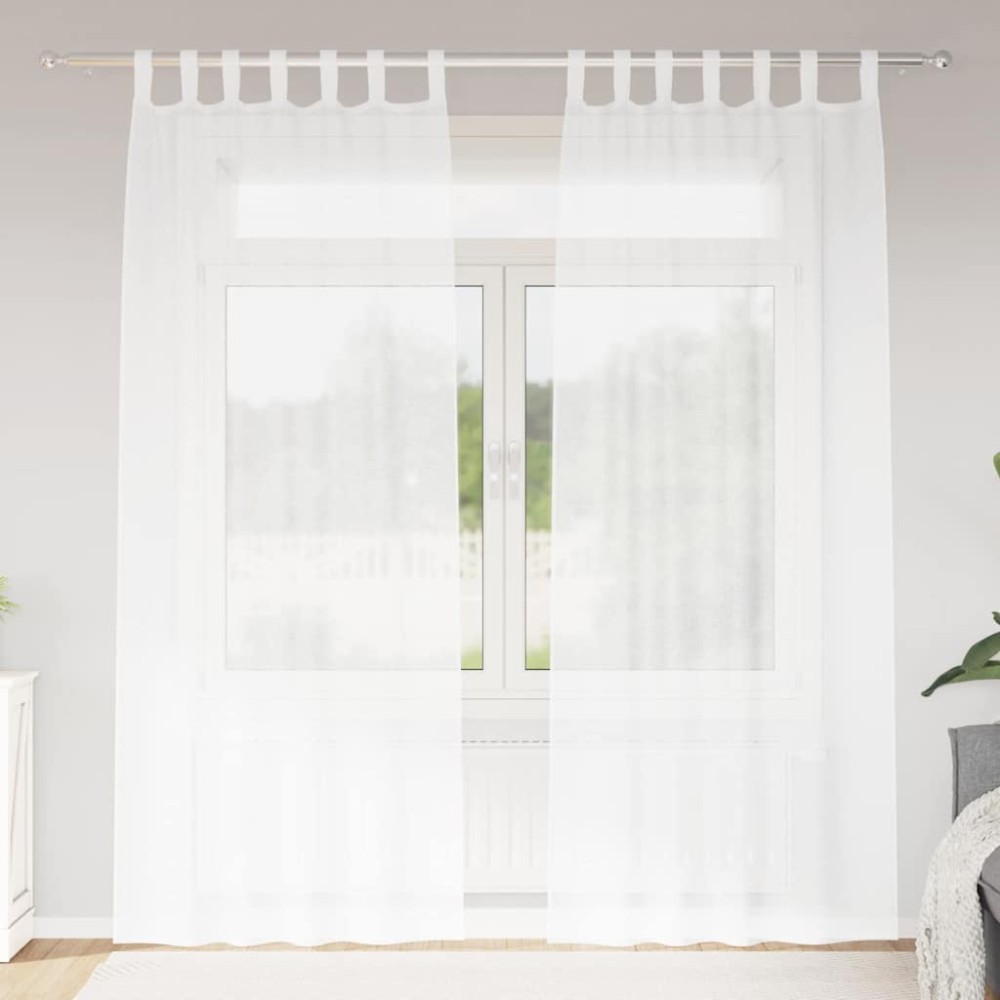 vidaXL Perdele cu perdele 2 pcs Alb 140 x 245 cm Poliester