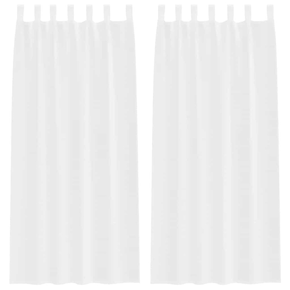 vidaXL Cortină din Voile cu perdele 2 pcs Alb 260 x 140 cm Poliester