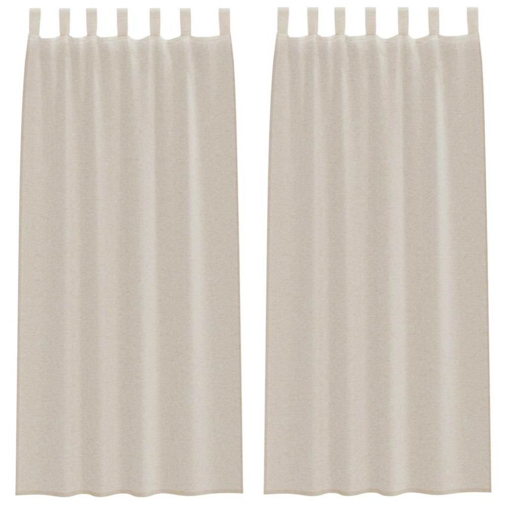 vidaXL Perdele cu perdele 2 pcs Nisip 140 x 225 cm Poliester