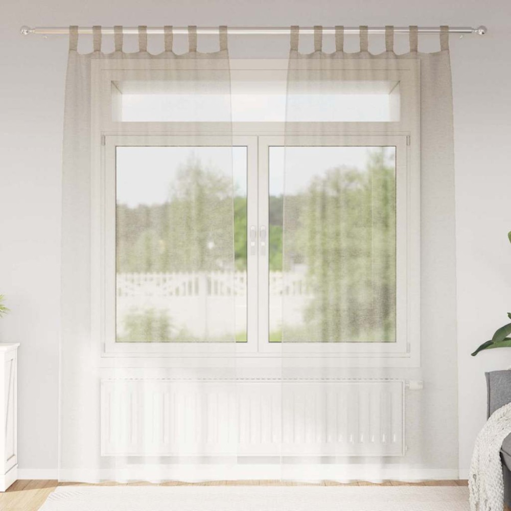 vidaXL Perdele cu perdele 2 pcs Nisip 140 x 260 cm Poliester