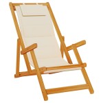 vidaXL Scaun de plajă pliabil cu cotiere, lemn de salcâm și textilen vidaXL Scaun de plajă pliabil cu cotiere, lemn de salcâm și textilen