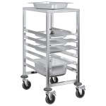 vidaXL Cărucior cu tăvi cu 6 containere GN 39x55x87 cm oțel inoxidabil vidaXL Cărucior cu tăvi cu 6 containere GN 39x55x87 cm oțel inoxidabil