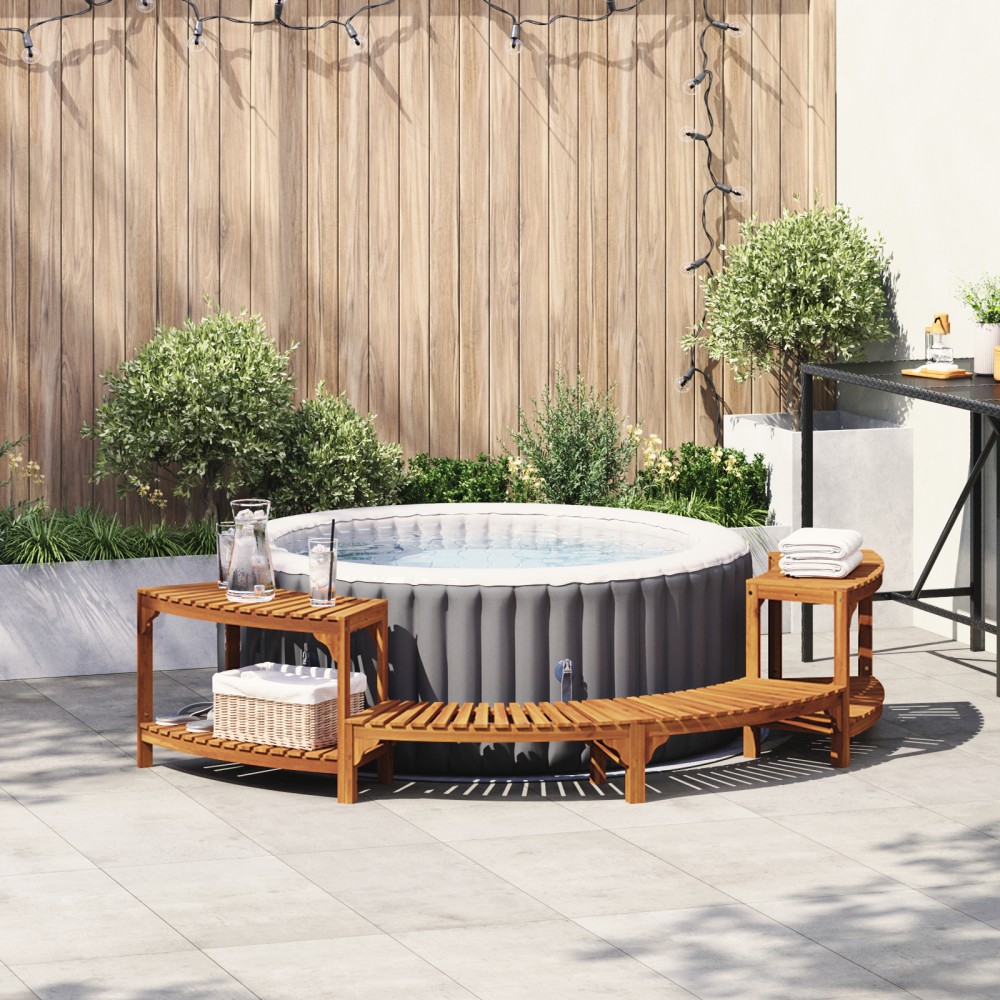 vidaXL Împrejmuire pentru Cada cu Hidromasaj Semi-Rotund 252x111.5x55.5 cm Lemn Masiv de Acacia