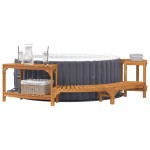 vidaXL Împrejmuire pentru Cada cu Hidromasaj Semi-Rotund 252x111.5x55.5 cm Lemn Masiv de Acacia