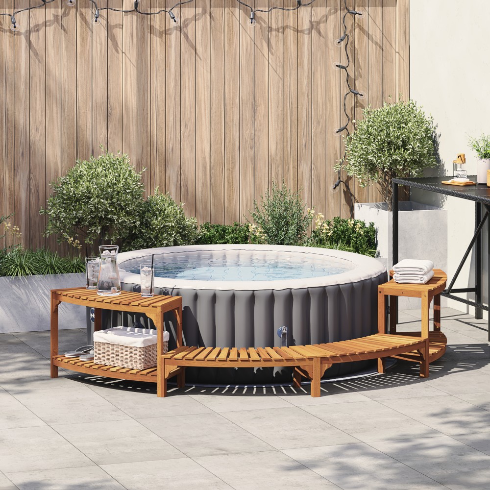 vidaXL Împrejmuire pentru cadă cu hidromasaj Semicircular 272x120.5x55.5 cm Lemn solid de acacia